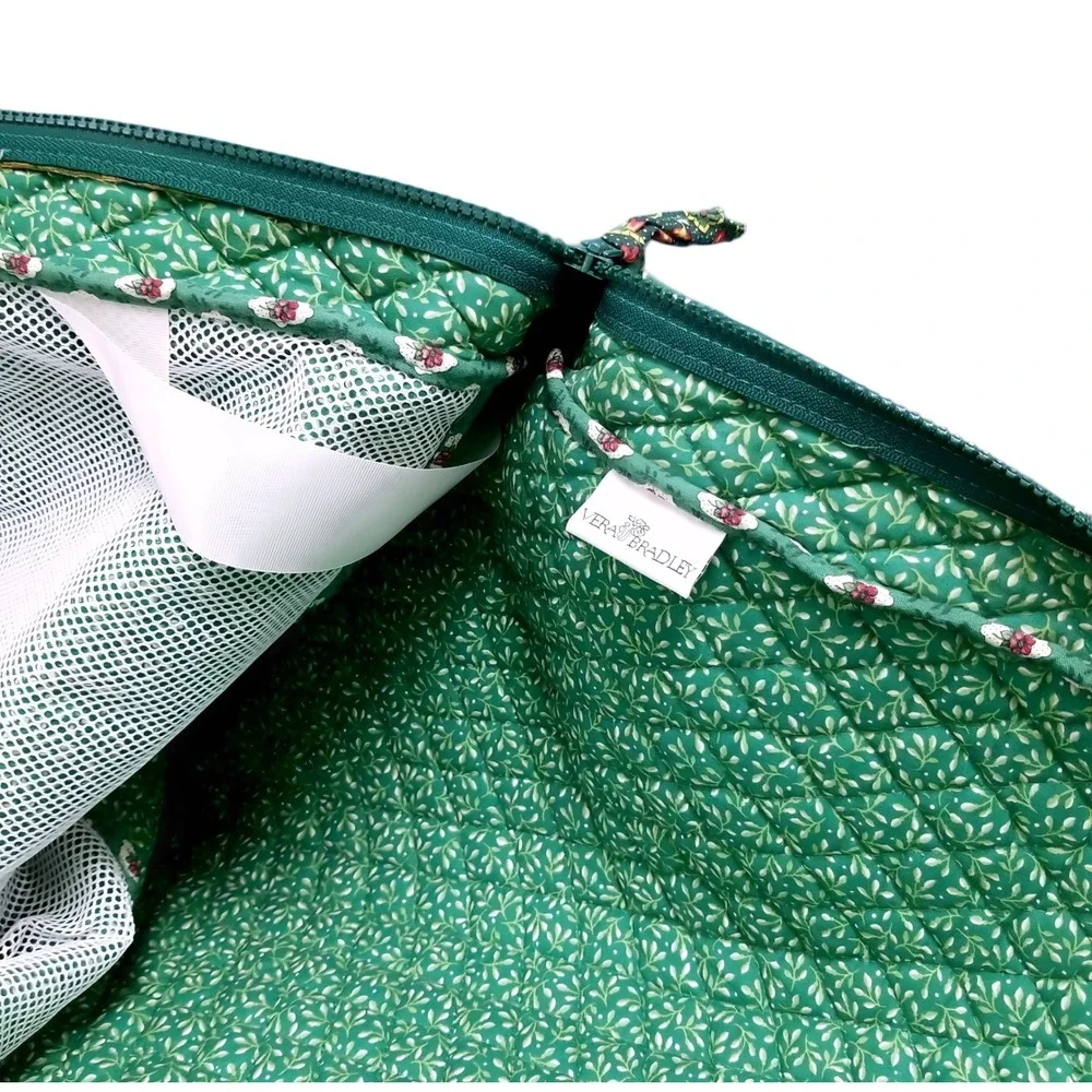 Vera Bradley Vtg Quilted‎ Garment Bag Green Floral Diamond Travel Luggage Vacay